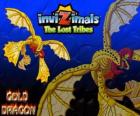 Gold Dragon. Invizimals The Lost Tribes. Drak se čtyřmi křídly zlata, svítí více než slunce