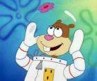 Sandy Cheeks, veverka, kteří musí nosit oblek a speciální přilbu žít pod vodou