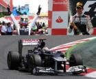 Pastor Maldonado slaví své vítězství v Grand Prix Španělska (2012)