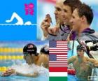 Plavání muži 200 m individuální medley, Michael Phelps, Ryan Lochte (Spojené státy) a László Cseh (Maďarsko) - London 2012-
