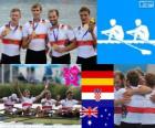 Pódium veslování pánské čtyřnásobné kormidla, Německo, Chorvatsko a Austrálie - London 2012 -