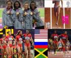 Atletika 4 x 400 m ženy pódium, Spojené státy, Rusko a Jamajka, Londýn 2012