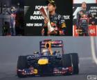 Sebastian Vettel slaví vítězství v Grand Prix Indie 2012