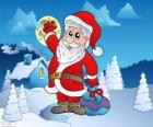 Santa Claus v zasněžené krajině