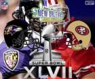 Super Bowl 2013. San Francisco 49ers versus Baltimore Ravens. Superdome, New Orleans