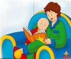 Caillou čte knihu s jeho otcem