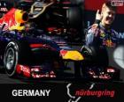 Sebastian Vettel slaví vítězství v Grand Prix Německa 2013