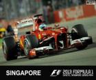 Fernando Alonso - Ferrari - 2013 Grand Prix Singapuru, svírající klasifikované