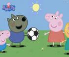 Peppa Pig hrát míč s kamarády