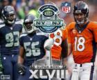 Super Bowl 2014. Seattle Seahawks vs Denver Broncos. MetLife Stadium v New Jersey, na 2 února 2014