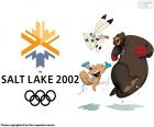 Loga a maskoti Powder, Copper a Coal v olympijských her Salt Lake City 2002, Spojené státy americké. Navštěvoval 2399 sportovci ze 77 zemí