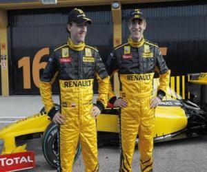 Puzle Robert Kubica a Vitaly Petrov, piloti F1 Renault Scuderia