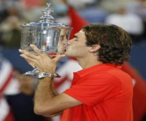 Puzle Roger Federer drobet trofej
