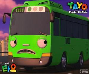 Puzle ROGI je legrační a zlomyslný zelený autobus