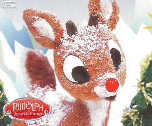 Puzle Rudolfem, málo sobů s červeným nosem