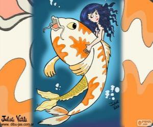 Puzle Ryby a mořská panna, výkres Juliet