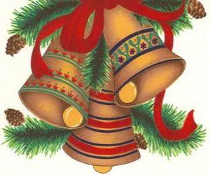Puzle Sada tři zvony ozdobené vánoční ozdoby