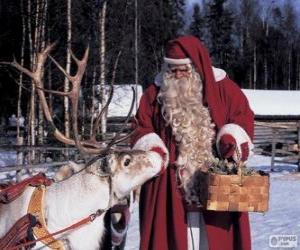Puzle Santa Claus nadílka-krmit soby