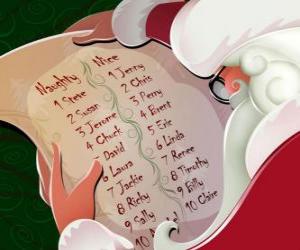 Puzle Santa Claus s dlouhý seznam dětí