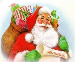 Puzle Santa Claus s pytlem dárků a vánočních připraveni dostát