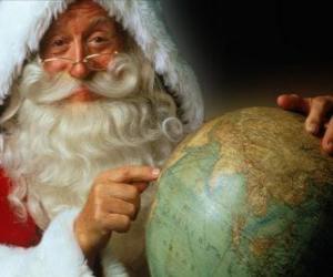Puzle Santa Claus se zeměkoulí