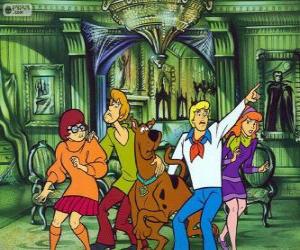 Puzle Scooby Doo a jeho partu přátel se bojí