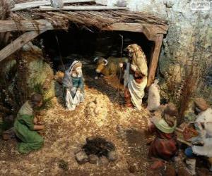 Puzle Scéna narození Ježíše v stáji nedaleko Betléma