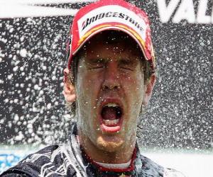 Puzle Sebastian Vettel slaví vítězství ve Valencii Evropě Grand Prix (2010)