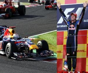Puzle Sebastian Vettel slaví vítězství v Grand Prix Japonska (2010)