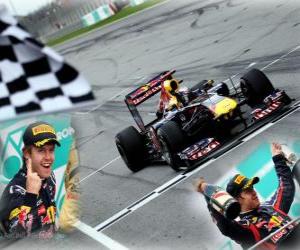 Puzle Sebastian Vettel slaví vítězství na Grand Prix Malajsie (2011)