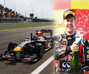 Puzle Sebastian Vettel slaví vítězství v Grand Prix Turecka (2011)