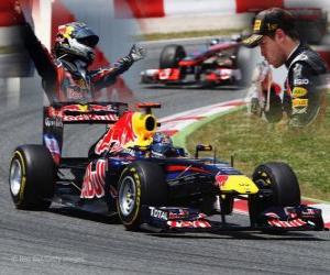 Puzle Sebastian Vettel slaví vítězství v Grand Prix Španělska (2011)