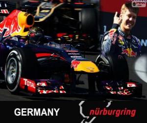 Puzle Sebastian Vettel slaví vítězství v Grand Prix Německa 2013