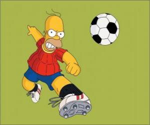 Puzle Simpson Homer hraje fotbal