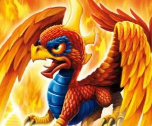 Puzle Skylander Sunburn, okřídlený drak. Oheň Skylanders