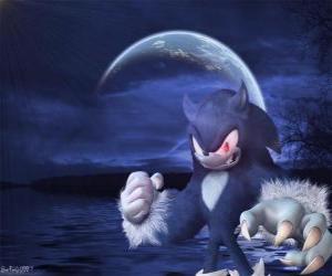 Puzle Sonic Werehog, nejnovější Sonic transformace, v noci se promění ve vlka ježek