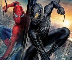 Puzle Spiderman černý oblek s kombinací sám (a jeho oblek) spolu s černou symbiote z vesmíru
