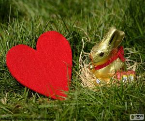 Puzle Srdce a Velikonoční zajíček
