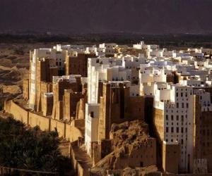 Puzle Staré opevněné město Shibam, Jemen.