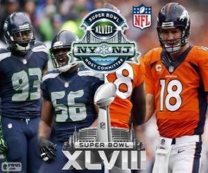 Puzle Super Bowl 2014. Seattle Seahawks vs Denver Broncos. MetLife Stadium v New Jersey, na 2 února 2014