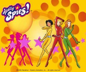 Puzle Superspy tým Totally Spies. Sam, Clover a Alex s jejich vyzvědač obleky