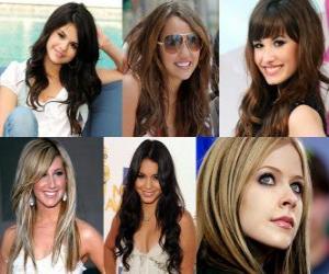 Puzle Superstar, Selena Gomez, Miley Cyrus, Demi Lovato, Ashley Tisdale, Vanessa Hudgens, Avril Lavigne