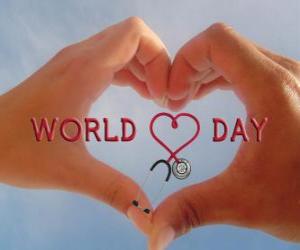 Puzle Světový den srdce, poslední neděli v září jsou organizovány aktivity ke zlepšení zdraví a snížení rizika