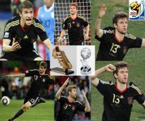 Puzle Thomas Müller Nejlepší střelec (Golden Boot) Mistrovství světa ve fotbale Fotbal Jižní Africe do roku 2010 a nejlepšího mladého hráče turnaje.