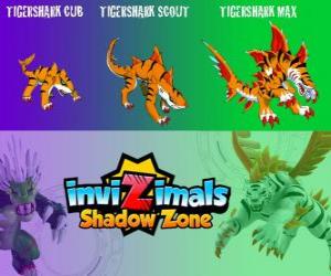 Puzle Tigershark Cub, Tigershark Scout, Tigershark Max. Invizimals Shadow Zone. Bojovníci legendy v Indii a na Srí Lance