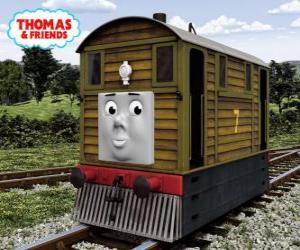 Puzle Toby je hnědá lokomotiva č. 7