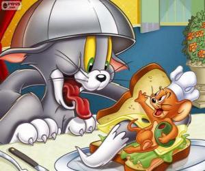 Puzle Tom a Jerry v jiném jejich konfliktů