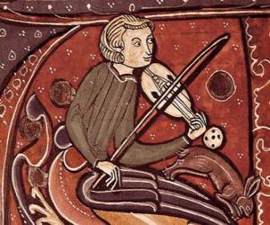 Puzle Trubadúr nebo potulný zpěvák, básník a zpěvák-skladatel zábava umělce středověku v Evropě