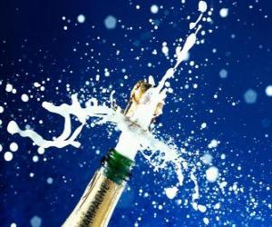 Puzle Uncorking láhev šampaňského oslavíme Nový rok