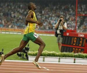 Puzle Usain Bolt závodník v cíli